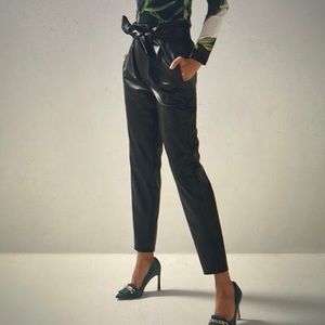 White House Black market, vegan leather paper bag straight pant